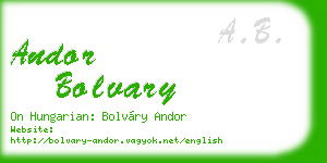 andor bolvary business card